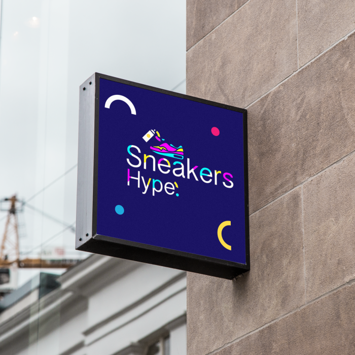 Hanging Wall Sign MockUp 4